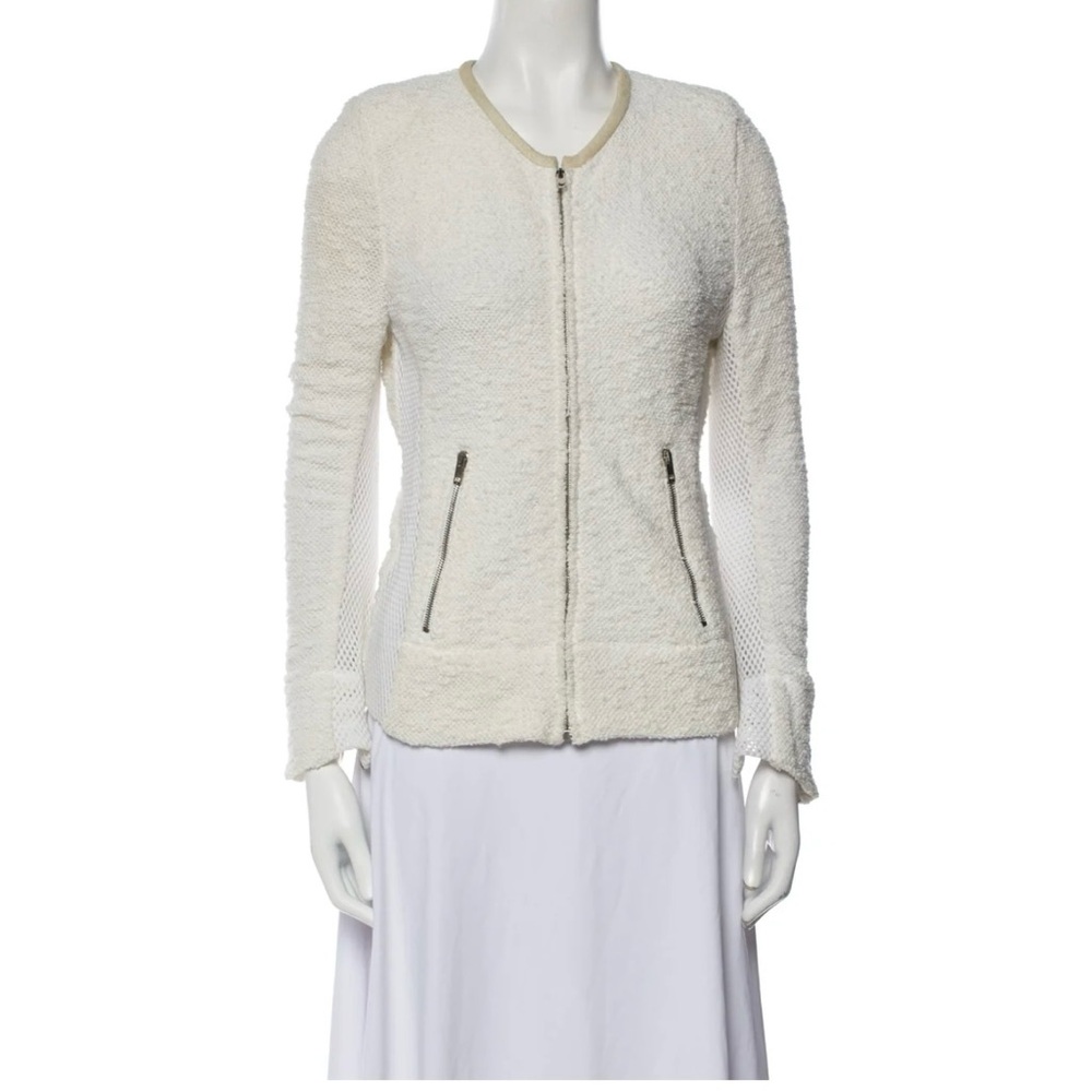 IRO Cream Teddy Jacket with Round Neckline and Textured Fabric